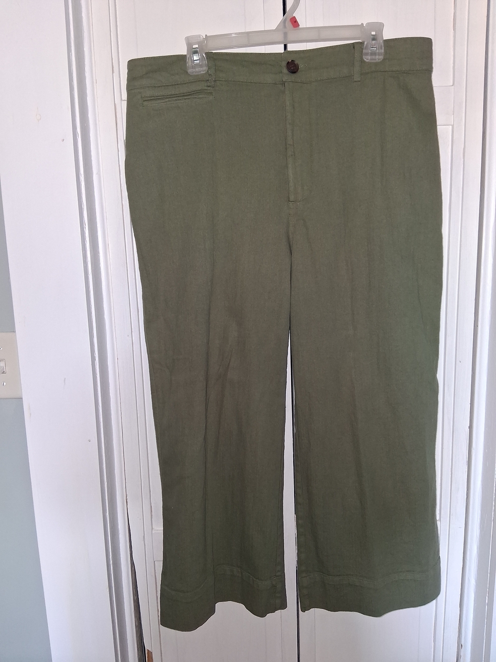 Ady P Wide Leg Linen-Blend Pants in Olive Green
